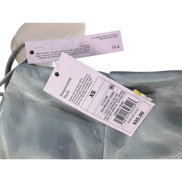 Wild Fable Y2K 90s Prom Iridescent Silver Maxi Slip Dress Staple Layering Fun XS - Picture 6 of 9